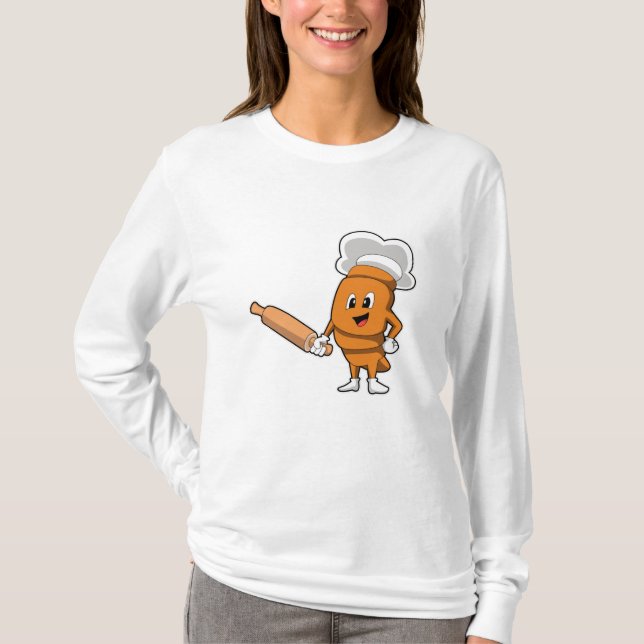 Camiseta Pan como cocinar con pasador de rodillo (Anverso)