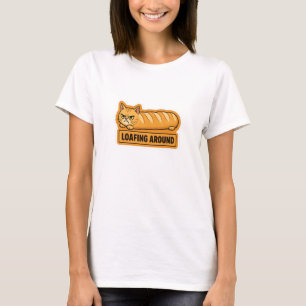 Camiseta Pan de Gato Divertido Relajándose