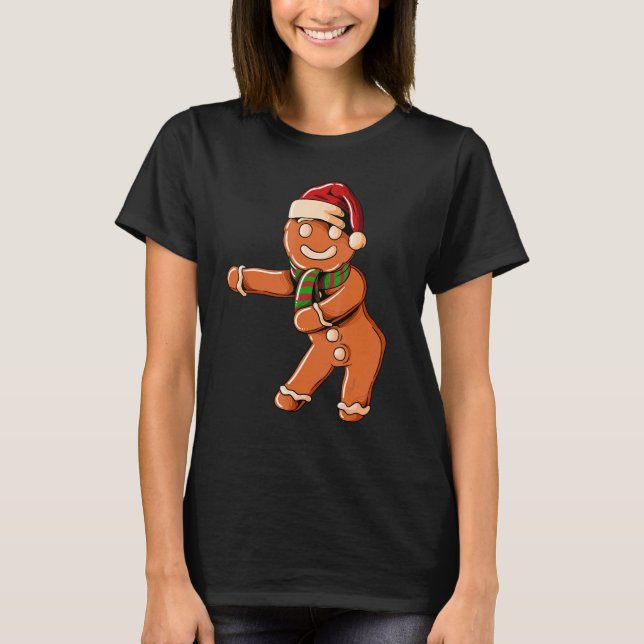 Camiseta Pan de jengibre con Christmashat Floss Dance en Ch (Anverso)