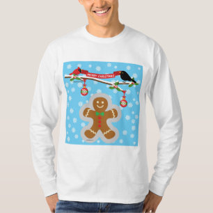 Camiseta Pan de jengibre, copos de nieve y aves