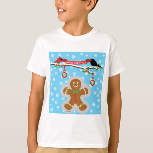 Camiseta Pan de jengibre, copos de nieve y aves