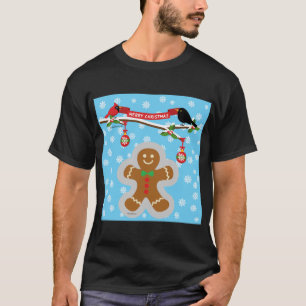 Camiseta Pan de jengibre, copos de nieve y aves