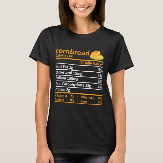 Camiseta Pan de maíz Nutrición Comida Disfraz de Acción de  (Anverso)