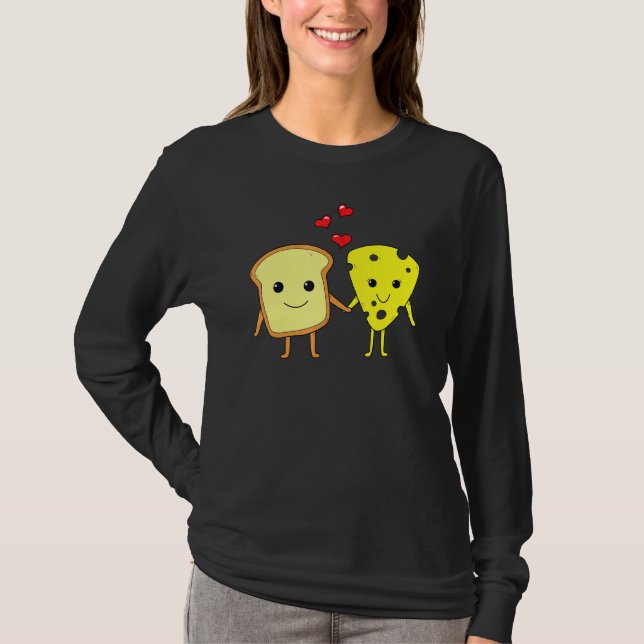 Camiseta Pan Queso Cheddar Pareja Sándwich De Alimentos Par (Anverso)