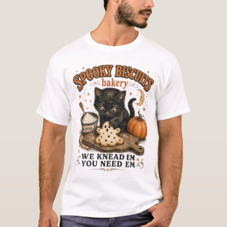 Camiseta Panadería de Galletas Espeluznantes Gato Negro Hal