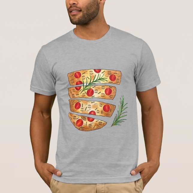 Camiseta Panadería italiana Focaccia Tomates de pan de acei (Anverso)
