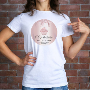 Camiseta Panadería pastelería Café Rosa Oro Purpurinas Dris