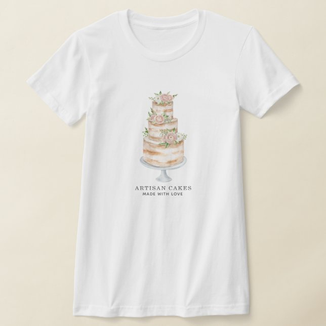 Camiseta Panadería Pastoral Chef Acuarela Pastel de Flores  (Distribución)