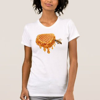 Camiseta Panal de Miel Dorado que Gotea con Abeja de la Mie