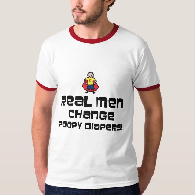 Camiseta Pañales reales de Poopy del cambio de los hombres (Anverso)