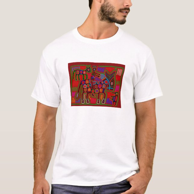 Camiseta Panamá Mola - Salven a un caballo montando un vaqu (Anverso)