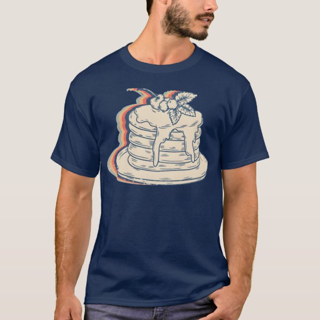 Camiseta Pancake Food Retro Line Art boy (Anverso)