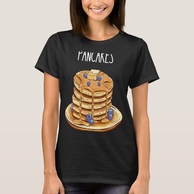 Camiseta Pancakes Desayuno Dulce Comida Fluffy Waffles Eati (Anverso)