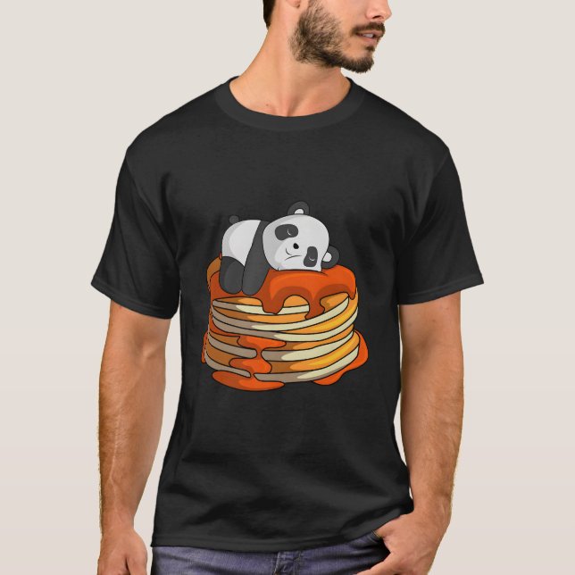 Camiseta Pancakes Panda On Waffle Breakfast Flapjack Hotcak (Anverso)