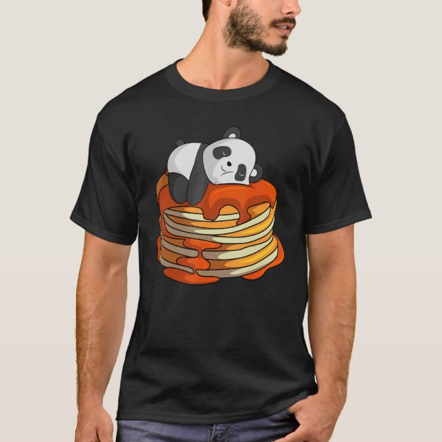 Camiseta Pancakes Panda On Waffle Breakfast Flapjack Hotcak (Anverso)