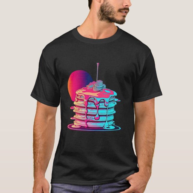 Camiseta Pancakes Synthwave 80s Retrowave Aesthetic  1 (Anverso)
