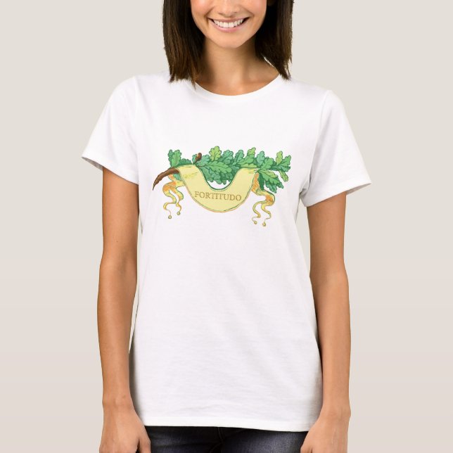 Camiseta Pancarta y ramificación de hojas de roble verde (Anverso)