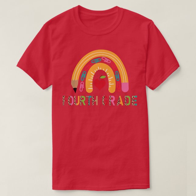Camiseta Pancil Rainbow, profesor de cuarto grado, vuelve a (Diseño del anverso)