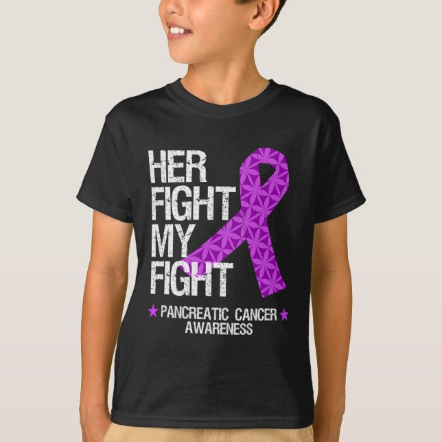 Camiseta Pancreatic Cancer Awareness Purple Ribbon: Su Luch (Anverso)