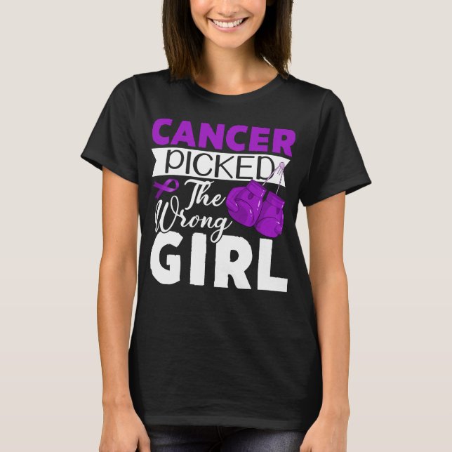 Camiseta pancreatic cancer picked the wrong girl warrior (Anverso)