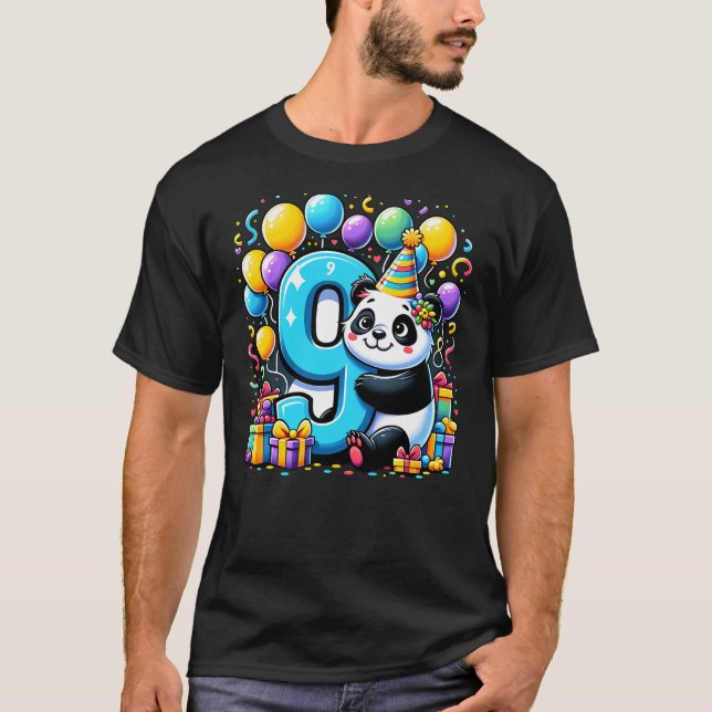 Camiseta Panda 9th birthday for boy girl 9 years old ninth  (Anverso)