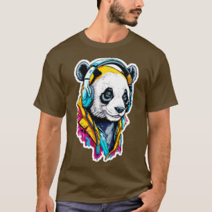 Camiseta Panda adorable con auriculares MúsicaLograr Panda