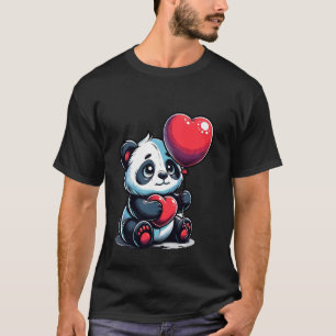 Camiseta Panda Adorable con Expresión de Amor de Globo con