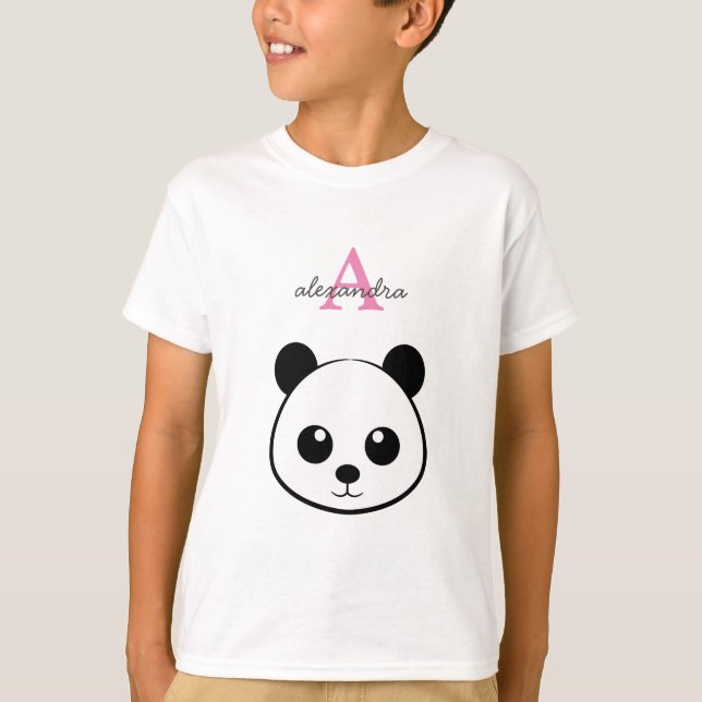Camiseta Panda Adorable con Monograma - Diseño suave de Kaw (Anverso)