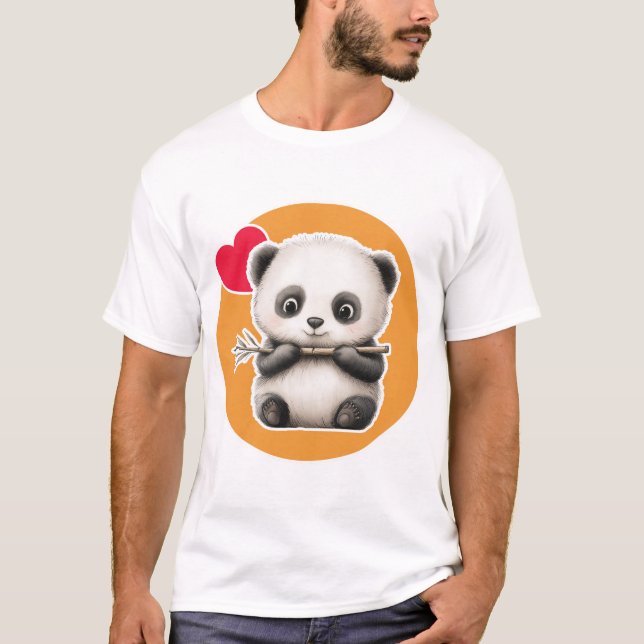 Camiseta Panda Adorable con su Palo de Bambú (Anverso)