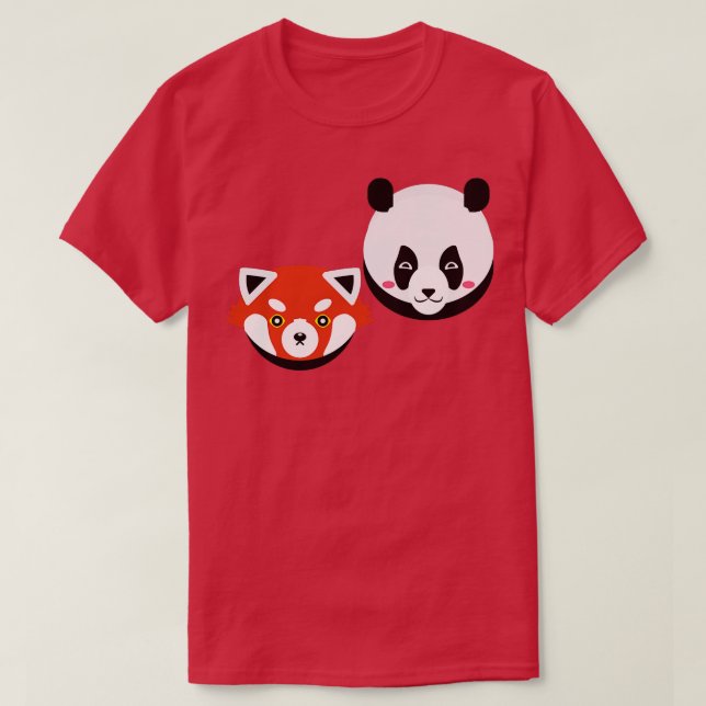 Camiseta Panda Adorable y Panda Rojo 2 (Diseño del anverso)