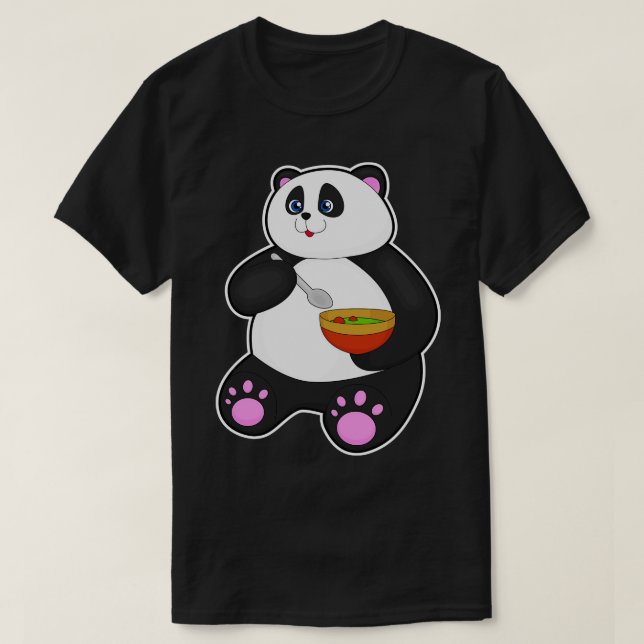 Camiseta Panda al comer con Spoon Bowl (Diseño del anverso)