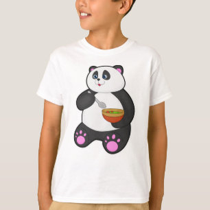 Camiseta Panda al comer con Spoon & Bowl