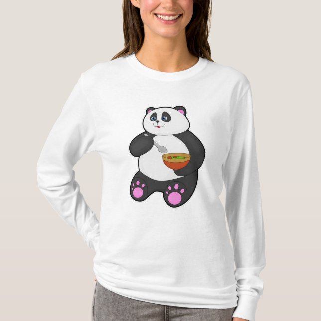 Camiseta Panda al comer con Spoon & Bowl (Anverso)