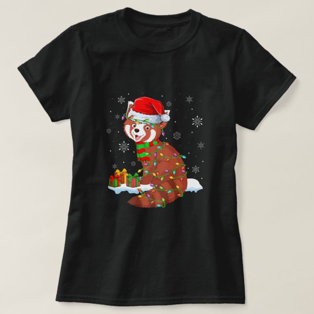 Camiseta Panda Animal Lover Xmas Santa Hat Red Panda Christ (Diseño del anverso)