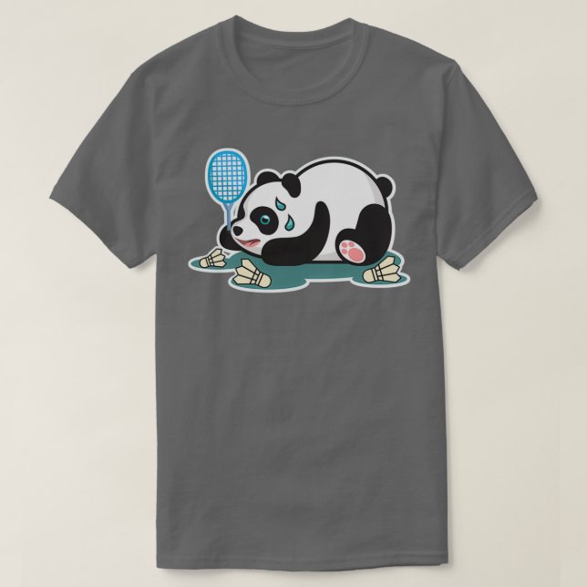 Camiseta Panda Animals Badminton Shuttlecocks T (Diseño del anverso)