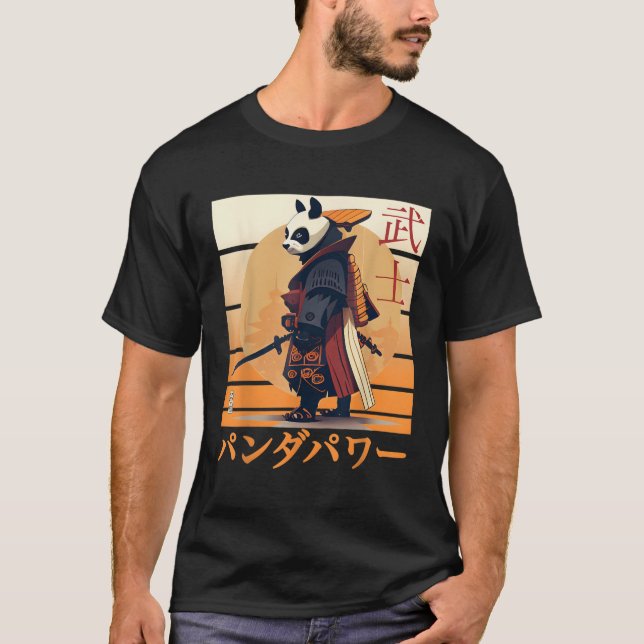 Camiseta Panda Anime Samurai Ninja Y Escritura Japonesa (Anverso)