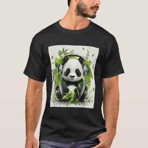 Camiseta Panda Auriculares Auriculares Música de Bambú