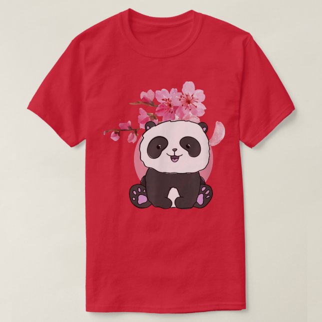 Camiseta Panda Bear and Japanese Sakura Cherry Blossom939 (Diseño del anverso)