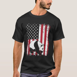 Camiseta Panda Bear Animal Bandera Americana