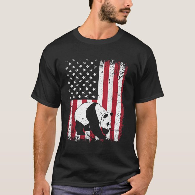 Camiseta Panda Bear Animal Bandera Americana (Anverso)