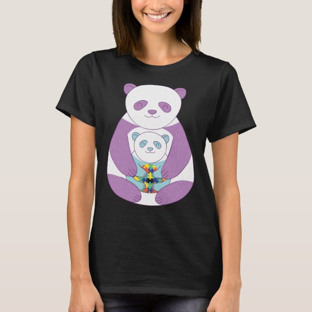 Camiseta Panda bear Autism Awareness Puzzle pieces symbol A (Anverso)