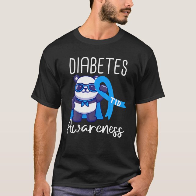 Camiseta Panda Bear Blue Ribbon American Diabetes Awareness (Anverso)