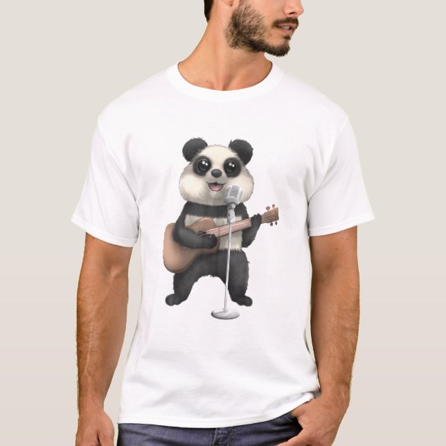 Camiseta Panda Bear Cantando Guitarra Música Gu (Anverso)