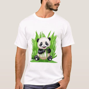 Camiseta Panda Bear comiendo bambú