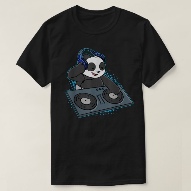 Camiseta Panda Bear DJ Disco de música Jockey Disco Músico  (Diseño del anverso)