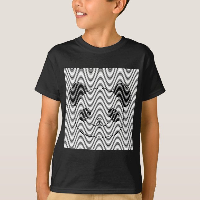 Camiseta Panda Bear Face On Wave Pattern (Anverso)