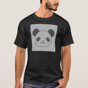 Camiseta Panda Bear Face On Wave Pattern