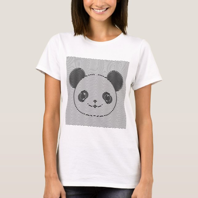 Camiseta Panda Bear Face On Wave Pattern (Anverso)