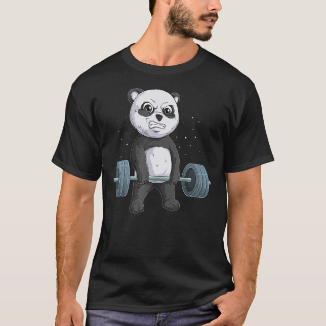 Camiseta Panda Bear Halterofilia Hombres Gimnasio Fitness (Anverso)