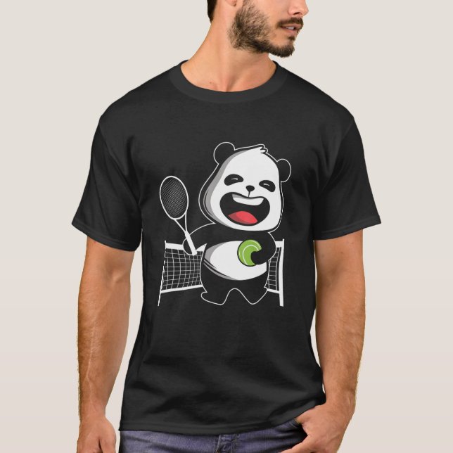 Camiseta Panda Bear Jugador de Tenis Jugador de Pista Raque (Anverso)